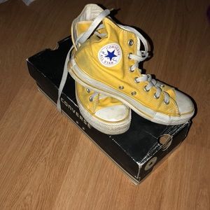 Yellow high top converse